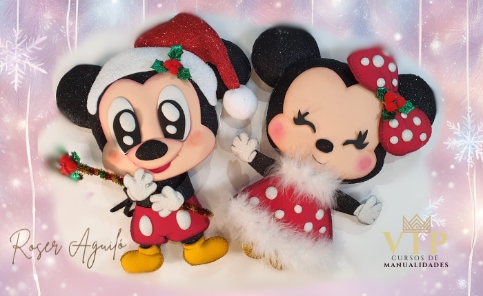 Mickey y Minnie Navidad patrones imprimibles pdf y paso a paso en video